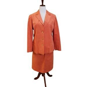 Vintage Orange Peach Coquette Abe Schrader Ultrasuede Suit Read Measurements